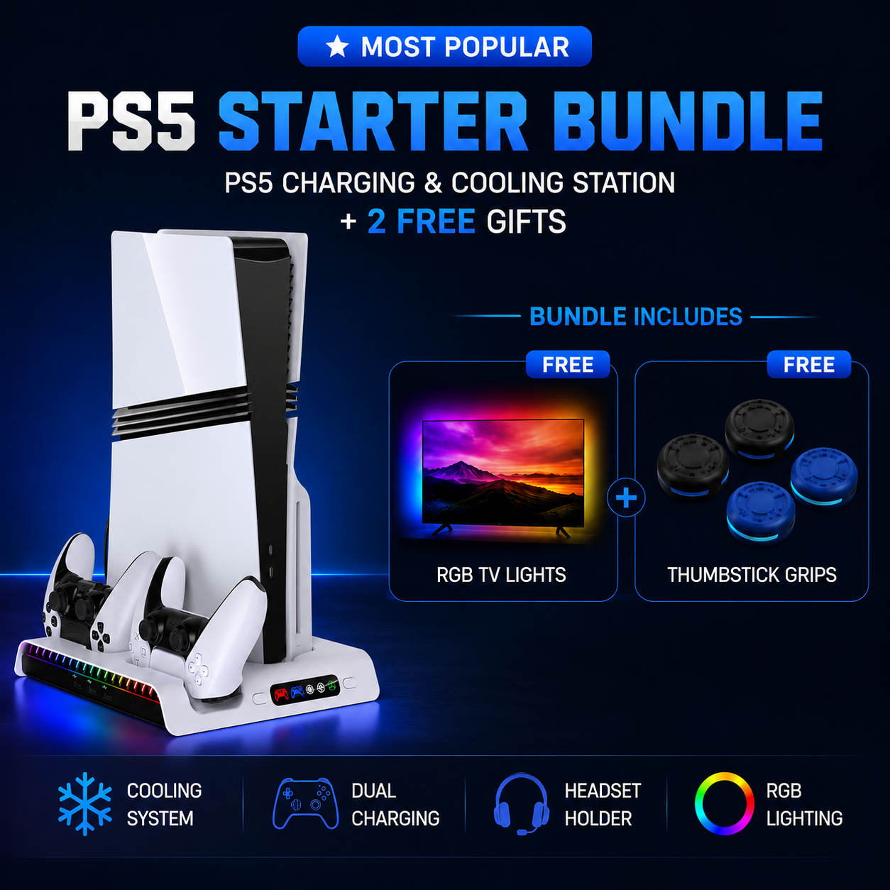 PS5 Charging & Cooling Station + 2 Free Big Gifts